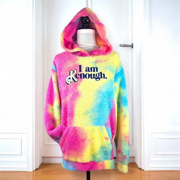Mattel Barbie Movie "I am Kenough" Rainbow Tie Dye Sherpa Hoodie Unisex Size XL - Picture 1 of 15